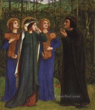 Dante Gabriel Rossetti Painting - The Meeting of Dante and Beatrice in Paradise Pre Raphaelite Brotherhood Dante Gabriel Rossetti